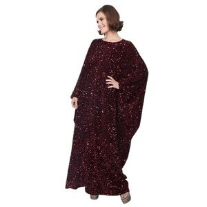 ISO Smak Parlour Batwing Caftan - Burgundy Sequin